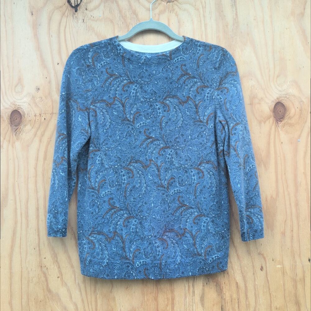 Talbots 100% Cashmere Audrey Scroll Print Sweater Pullover Women's S/M